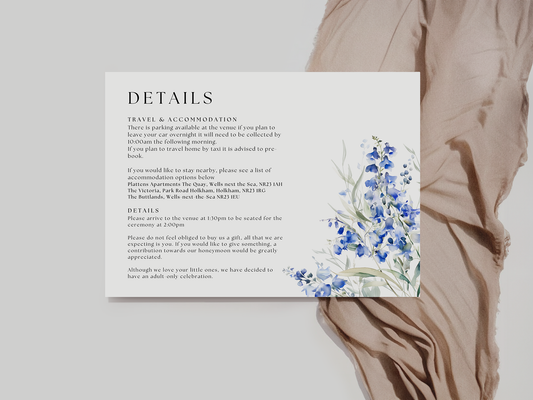 Bluebell | Wedding Invitation Details Card