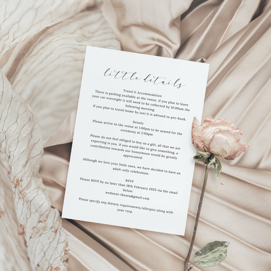 Penelope | Wedding Invitation Details Card