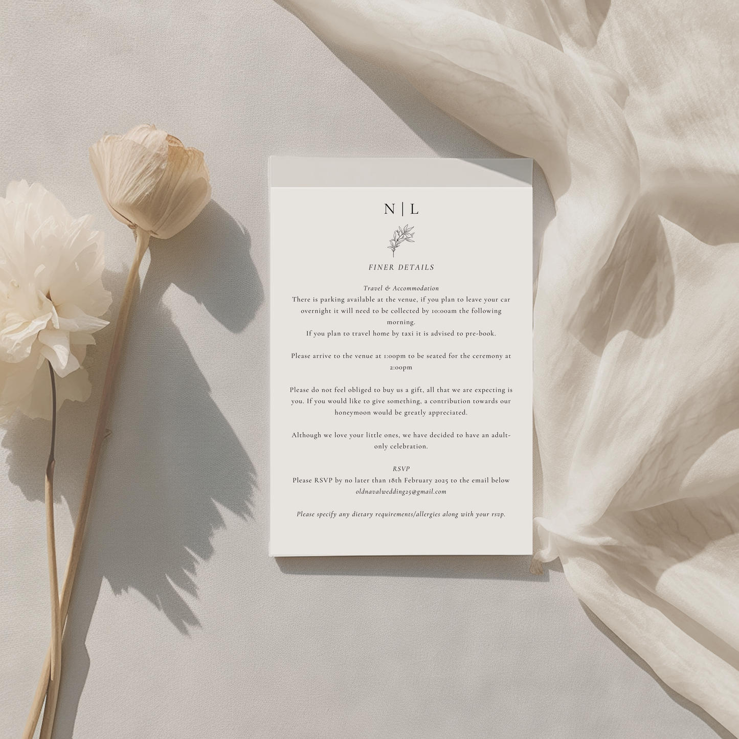 Daphne | Wedding Invitation Details Card